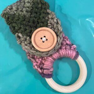 🐻New Single Ring w/Button Kitchen Towel Holder - Handmade By Seller